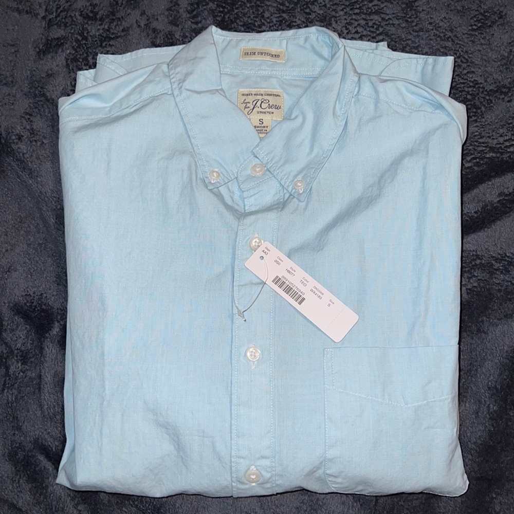 J.Crew Light Blue Oxford Slim Untucked (Size Small) Dress Shirt New w/ Tags.